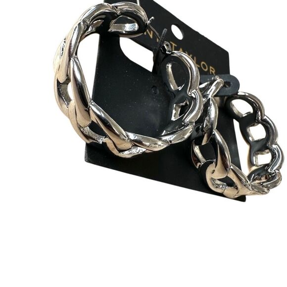 Ann Taylor Chunky Silver-Tone Hoop Earrings - Picture 3 of 8